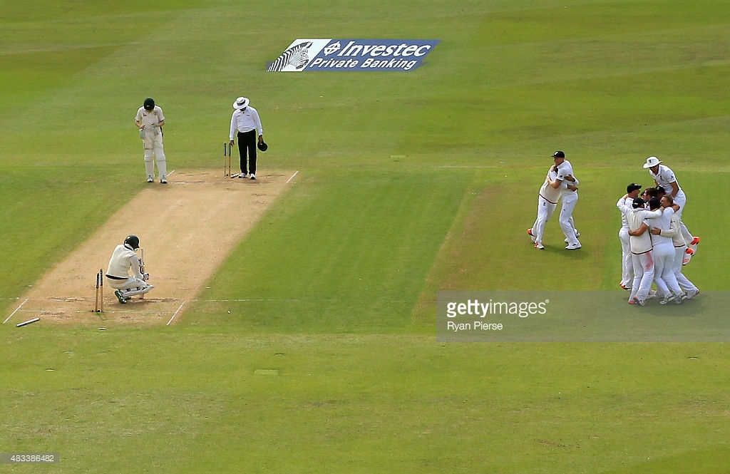 THE FLIP SIDE: Nathan Lyon looks dejected after Mark Wood bowls him to seal the Ashes for England