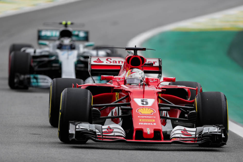 Sebastian Vettel (Scuderia Ferrari) and Valtteri Bottas (Mercedes AMG GP) Formula One Grand Prix of Brazil, Sao Paulo - 11 Nov 2017