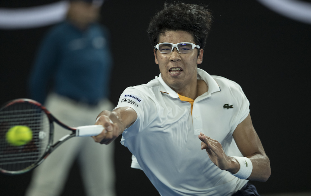 Hyeon Chung in the fourth round of the Australian Open, 2018