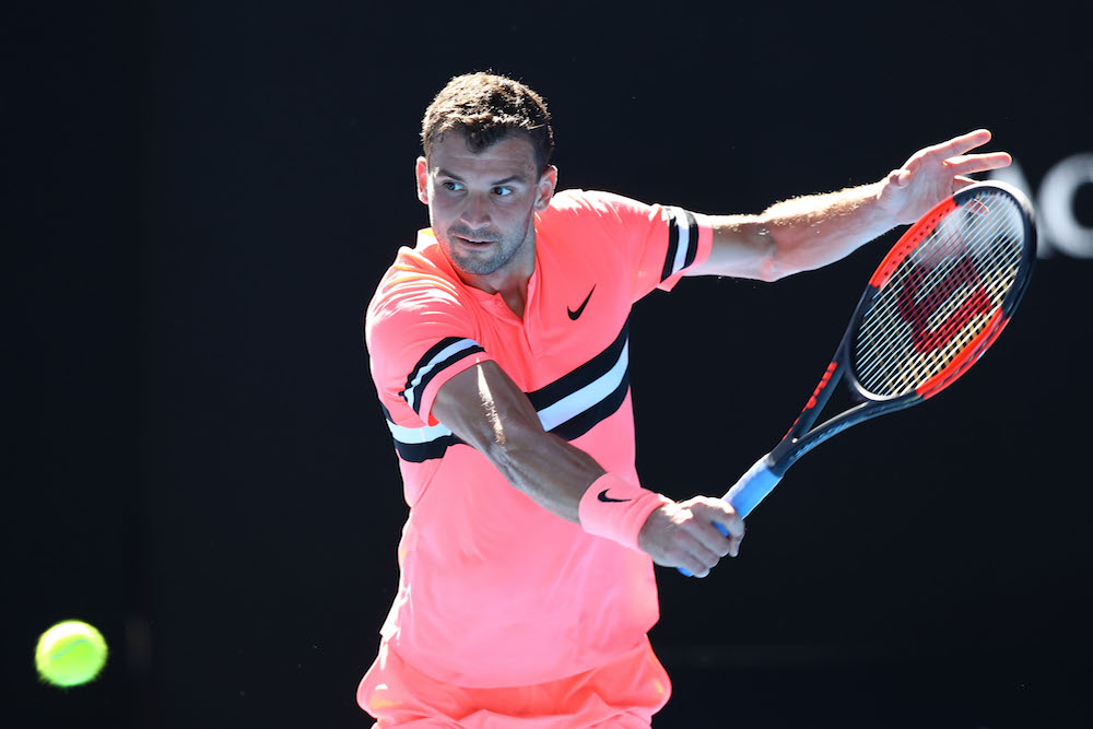 Grigor Dimitrov in the first round of the Australian Open 2018