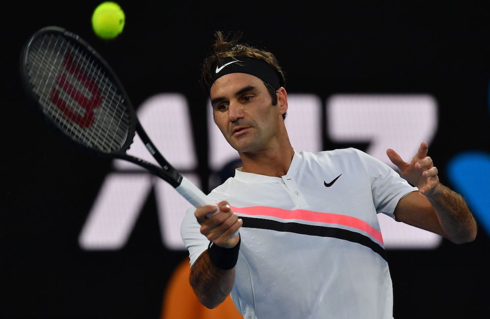 Roger Federer in the quarter-final of the Australian Open, 2018