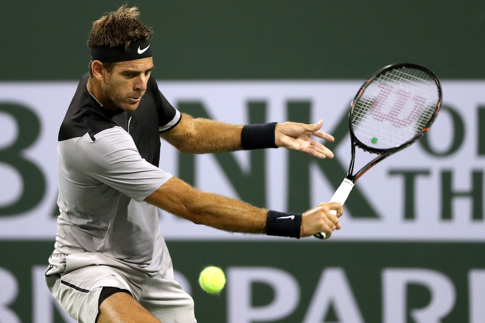 Juan Martin Del Potro in the fourth round of the BNP Paribas Open, ATP Indian Wells 2018