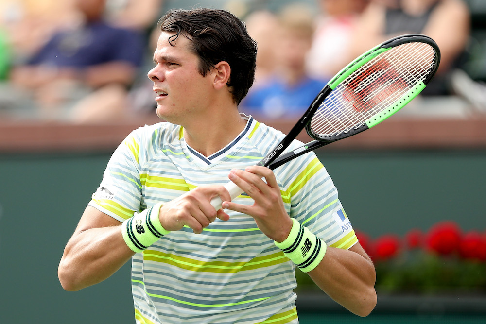 Milos Raonic in the third round of the BNP Paribas Open, ATP Indian Wells