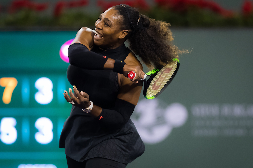 Serena Williams in the first round of the BNP Paribas Open, WTA Indian Wells 2018