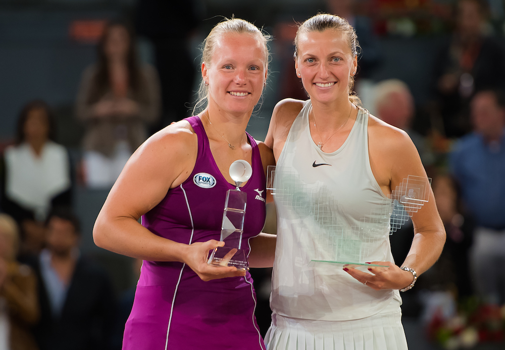 Kiki Bertens & Petra Kvitova after the final of the WTA Mutua Madrid Open, 2018