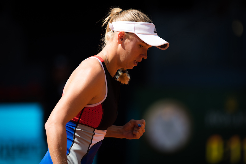 Caroline Wozniacki in the first round of the Mutua Madrid Open, 2018