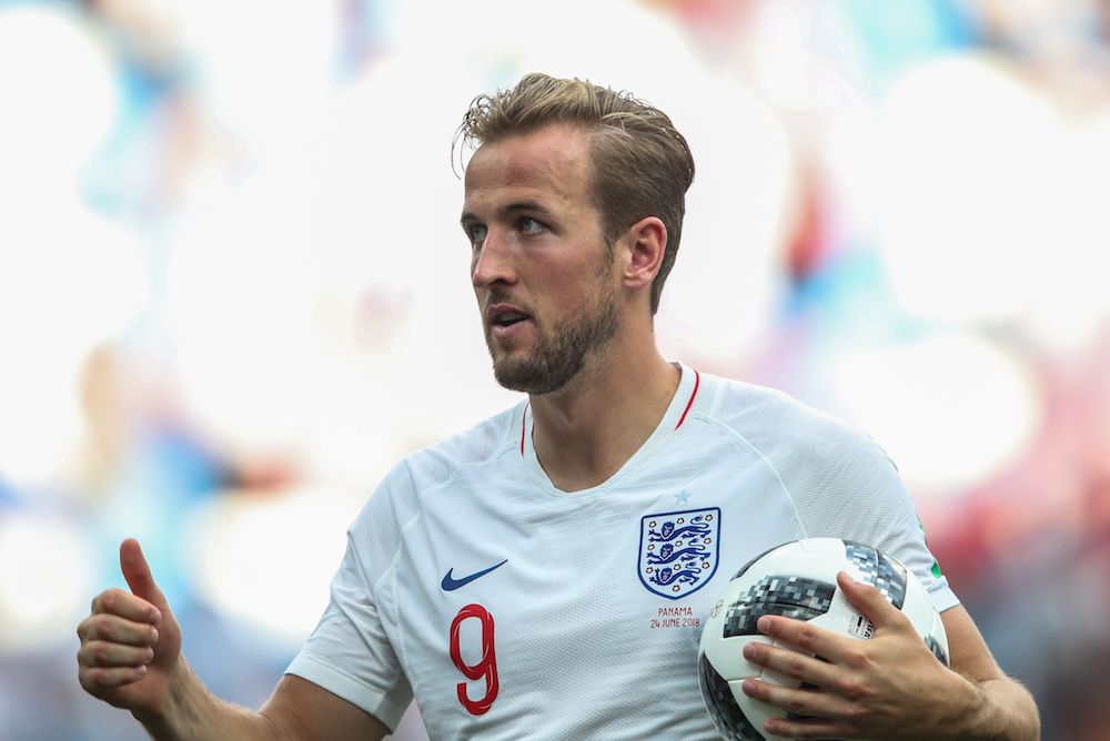 England' s Harry Kane with the Match Ball after scoring a hat trick England v Panama