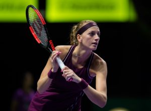 Petra Kvitova in the first round robin match of the WTA Finals 2018, Singapore