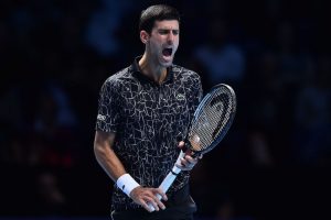 Novak Djokovic in the first round robin match at the ATP World Tour Finals 2018, London