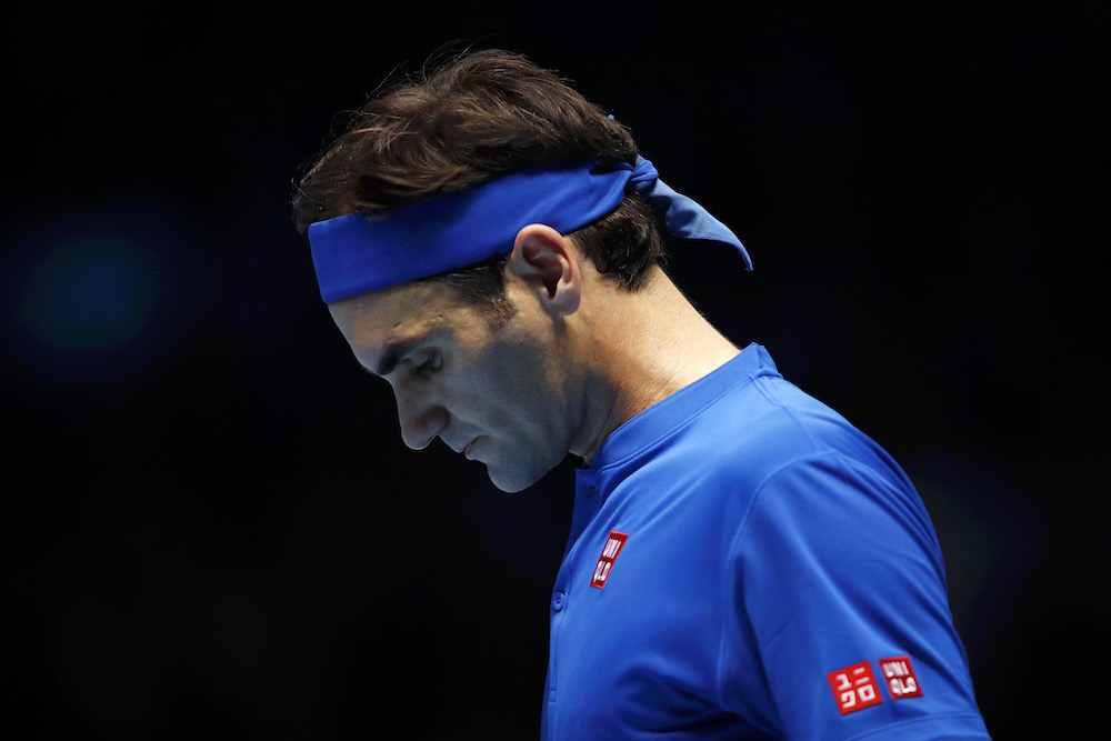 Roger Federer in the first round robin match at the ATP World Tour Finals 2018, London