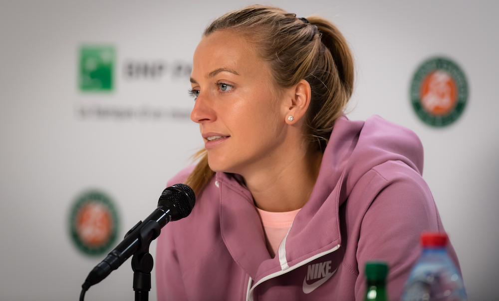 Petra Kvitova talks to the press after withdrawing from Roland Garros 2019, France