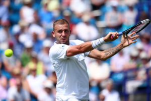Dan Evans in the first round of the Nature Valley International, Eastbourne 2019