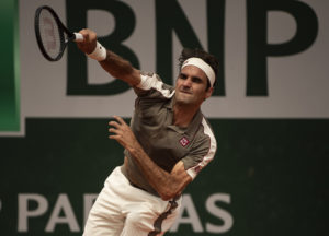 Roger Federer in the quarter-final of Roland Garros 2019, France