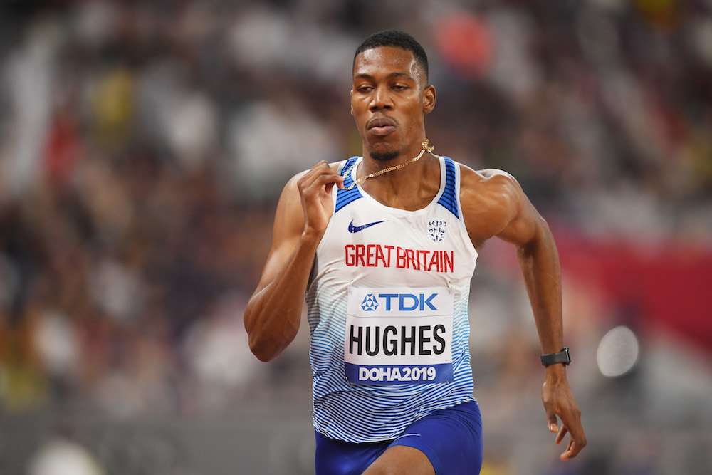 Zharnel Hughes in the M100m heats at the 2019 World Athletics Championships, Doha