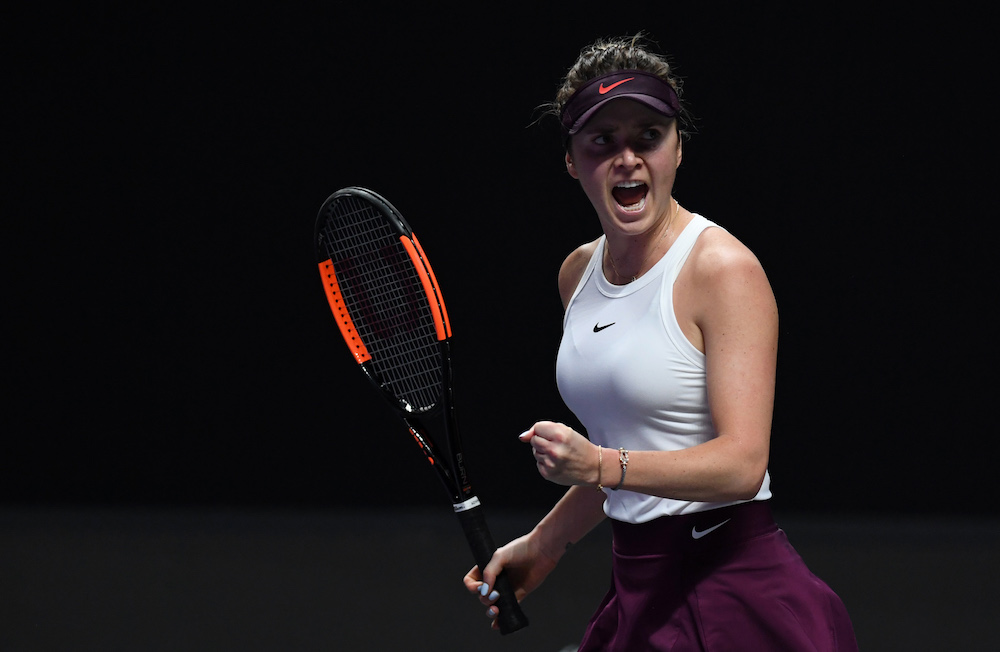 Elina Svitolina in the second round-robin match at the 2019 WTA Finals in Shenzhen, China