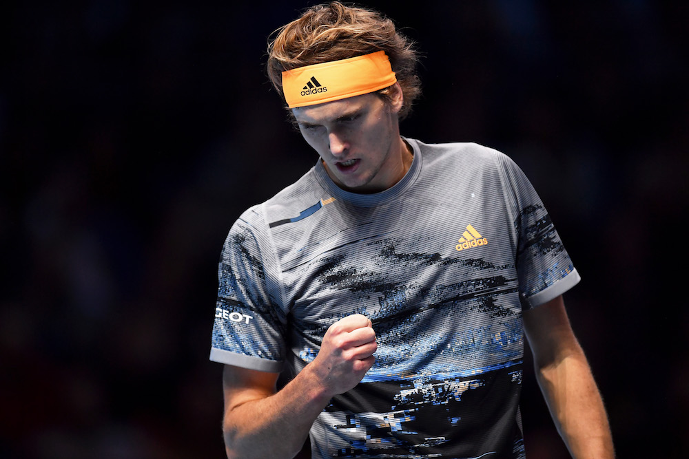 Alexander Zverev in the first round-robin match at the 2019 Nitto ATP Finals, London