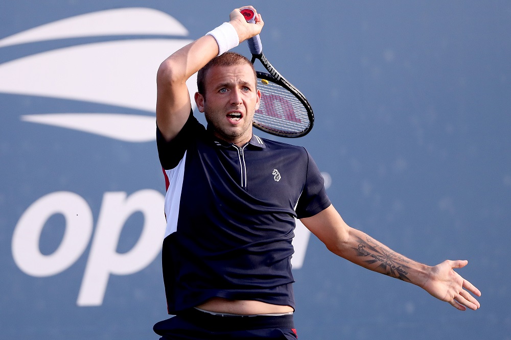 Dan Evans in the first round of the 2020 US Open, New York, USA