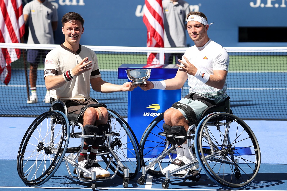 Aflie Hewett & Gordon Reid win the Men's Wheelchair Doubles title at the 2020 US Open in New York, USA