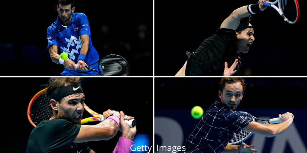 The semi-finalists of the 2020 Nitto ATP Finals - Novak Djokovic, Rafael Nadal, Dominic Thiem & Daniil Medvedev