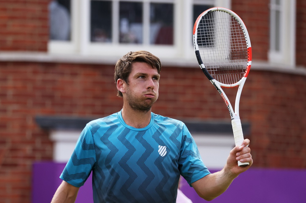 Cameron Norrie in the first round of the 2021 ATP Queen's tournament, UK