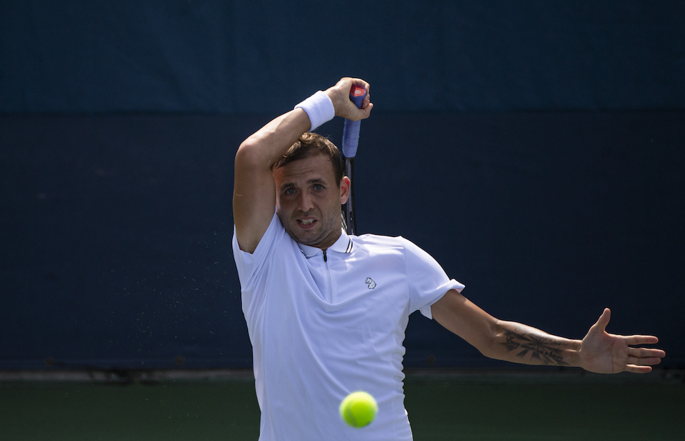 Dan Evans in the first round of the 2021 US Open, New York, USA