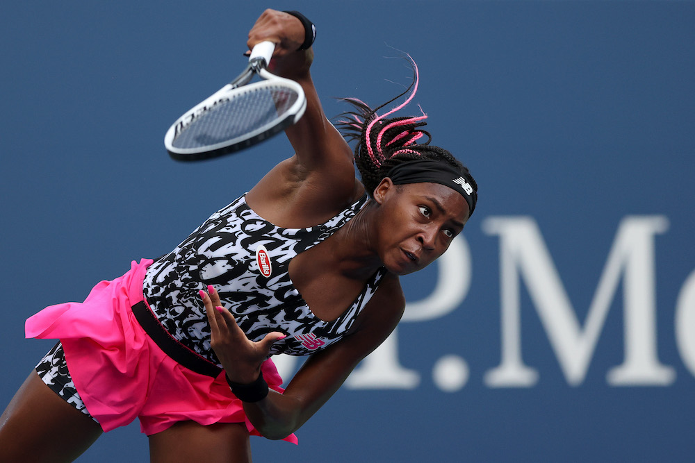 Coco Gauff in the first round of the 2021 US Open in New York, USA