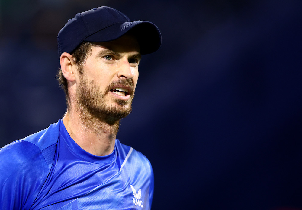 Andy Murray in the first round of the 2022 Dubai Duty Free Tennis, UAE