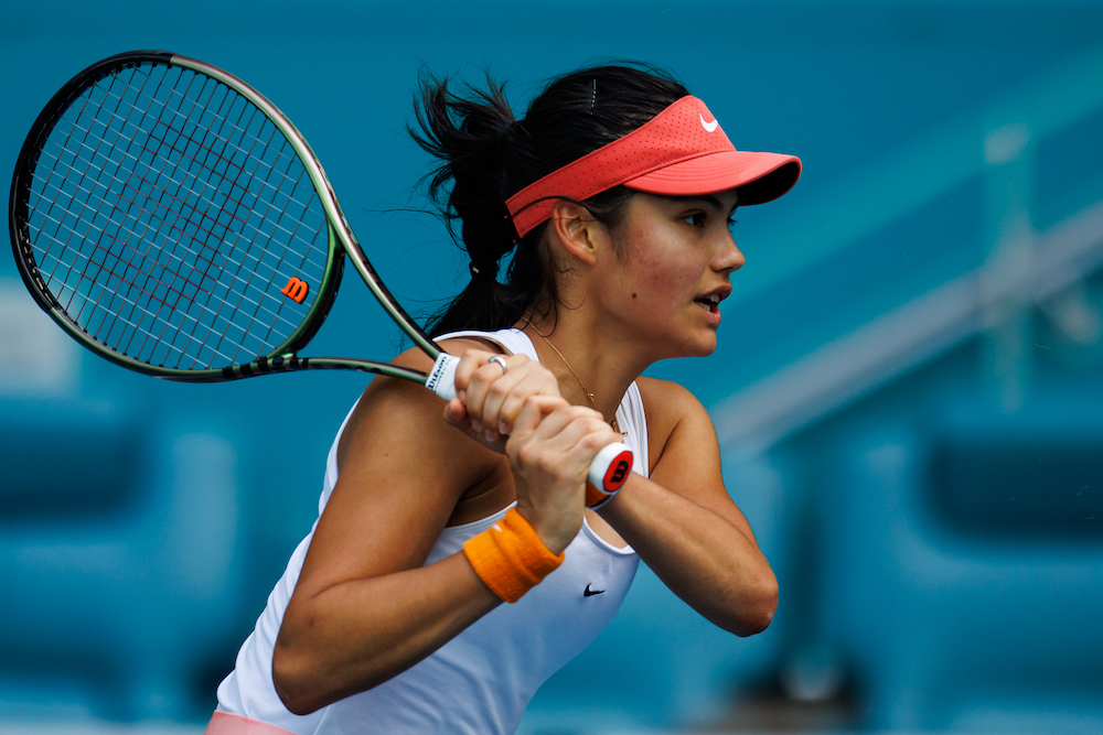Emma Raducanu in the second round of the 2022 Miami Open, Florida, USA