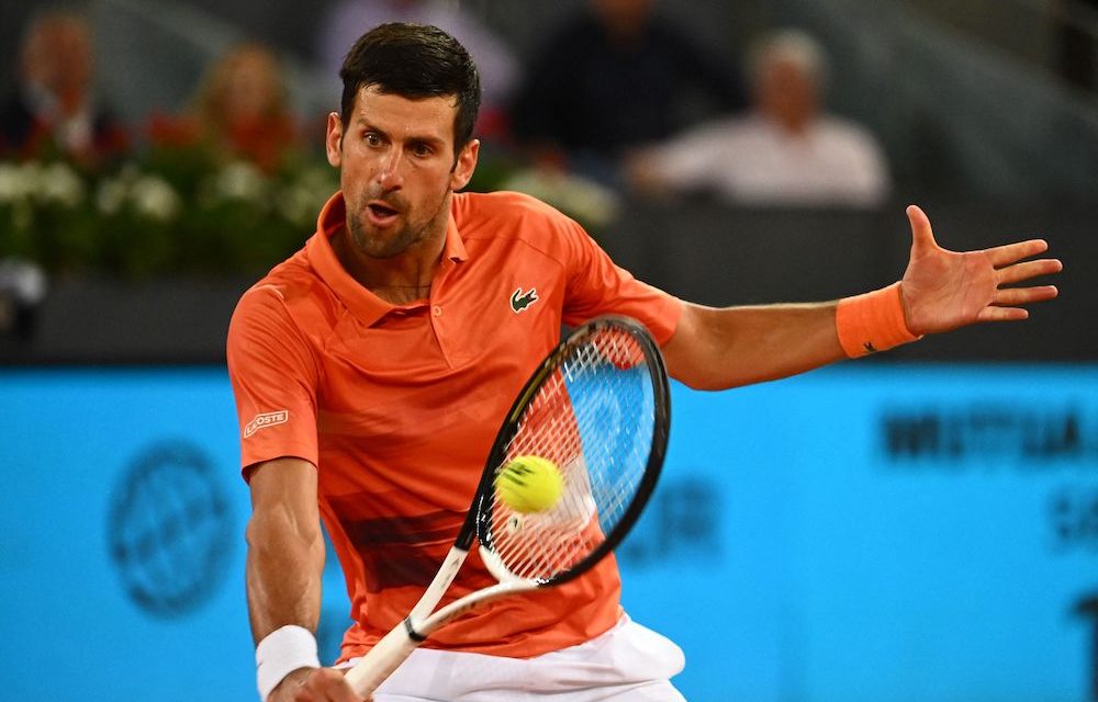 Novak Djokovic in the second round of the 2022 Mutua Madrid Open, Spain