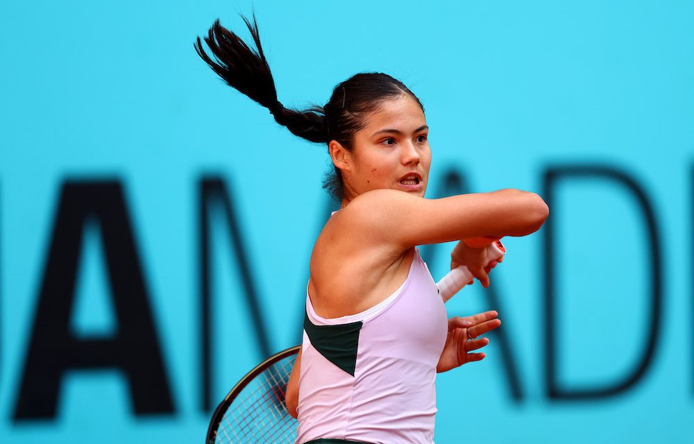 Emma Raducanu in the second round of the 2022 Mutua Madrid Open, Spain