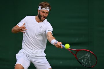 Liam Broady in the first round of Wimbledon 2022, London, UK