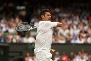 Novak Djokovic in the first round of Wimbledon 2022, London, England
