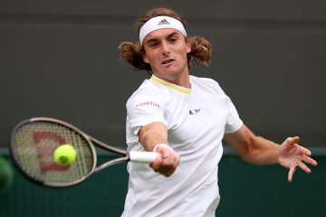 Stefanos Tsitsipas in the first round of Wimbledon 2022, London, UK