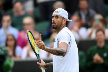 Nick Kyrgios in the second round of Wimbledon 2022, London, UK