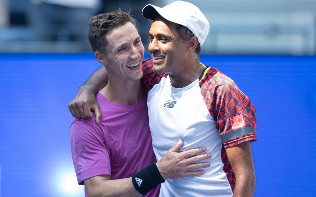 Joe Salisbury and Rajeev Ram after winning the 2022 US Open Men's Doubles title