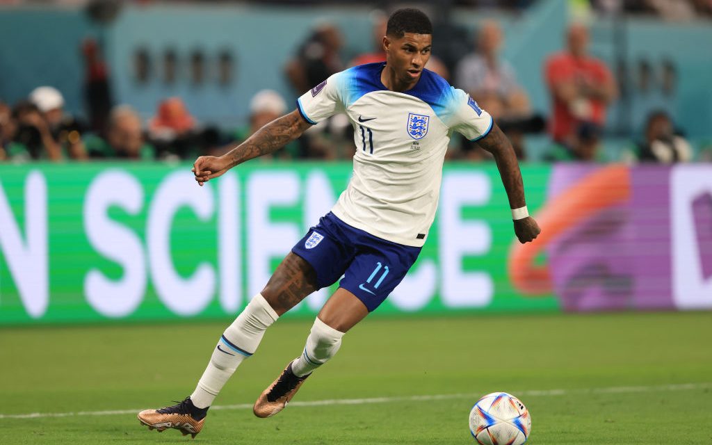 Marcus Rashford in the 2022 Fifa World Cup group stage match between England and Iran
