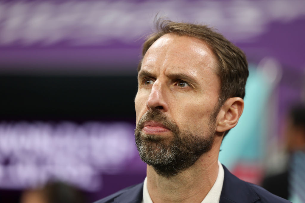 Gareth Southgate in the 2022 FIFA World Cup group stage match between England and the USA