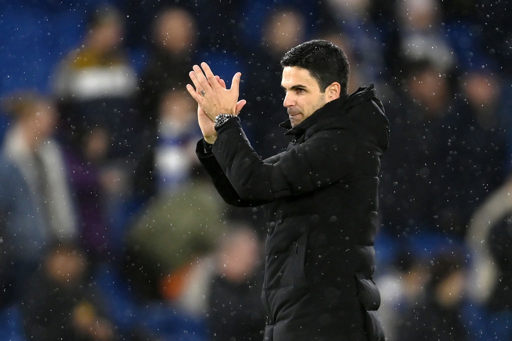 Mikel Arteta in the Premier League match between Brighton & Hove Albion and Arsenal
