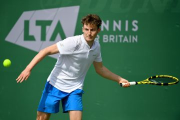 Luca Pow in the 2022 Junior National Tennis Championships, London, UK
