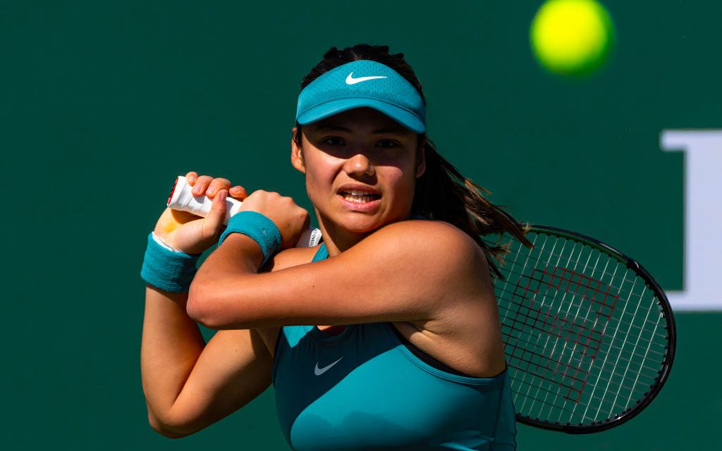 Emma Raducanu in the third round of the 2023 BNP Paribas Open at Indian Wells, California, USA