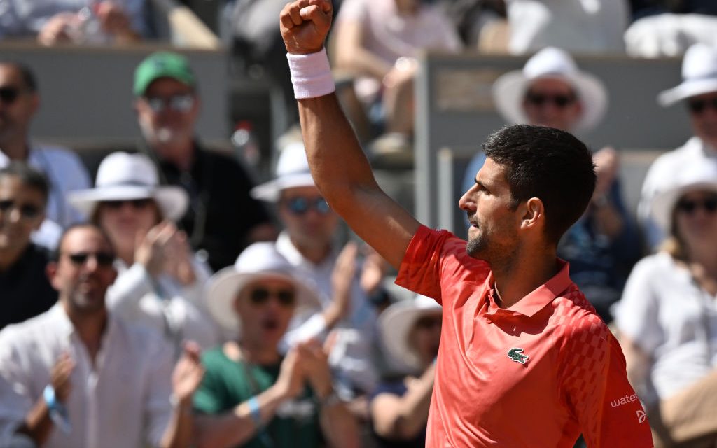 Novak Djokovic inthe first round of Roland Garros 2023, Paris, France