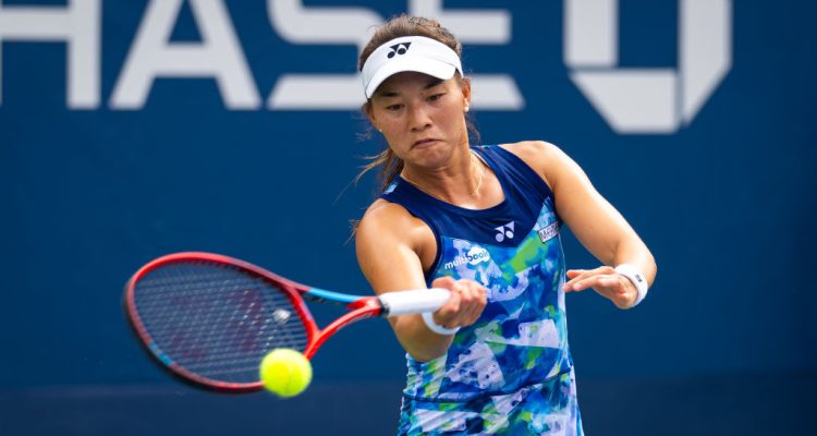 Lily Miyazaki in the forst round of the 2023 US Open, New York